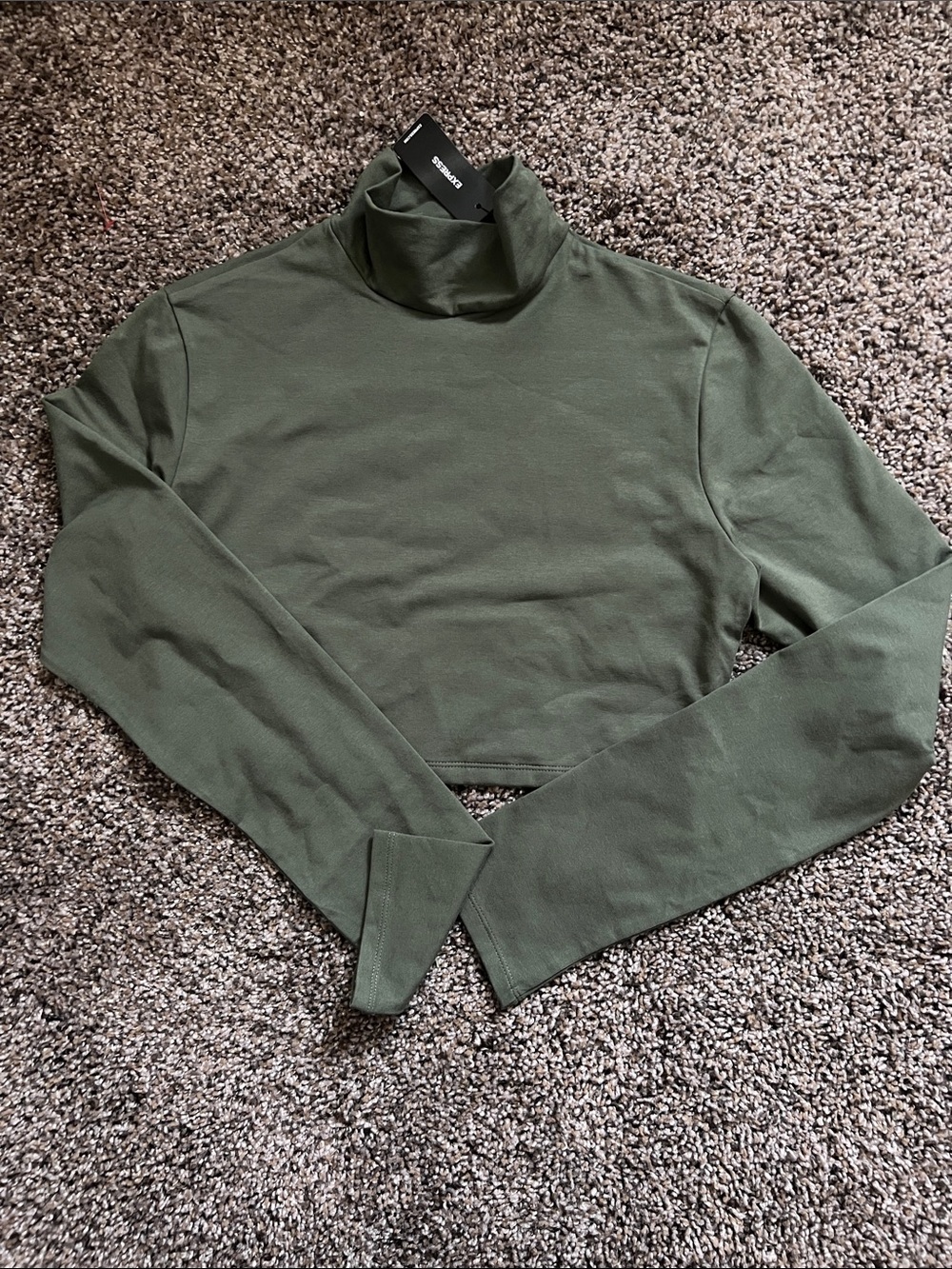 Express Olive Green Turtleneck Crop Top